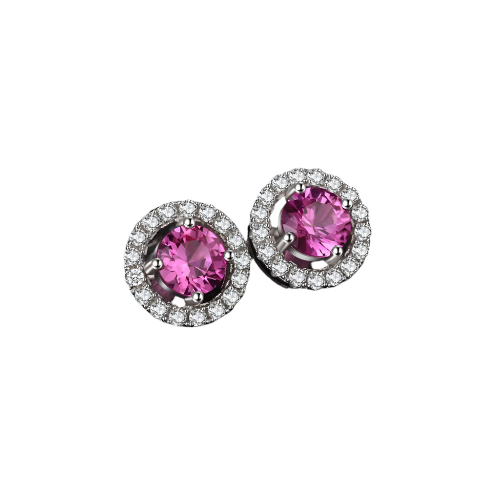 AVERLLA™ Radiant Created Pink Sapphire Stud Earrings – 1.3ct 925 Sterling Silver Gemstone Jewelry