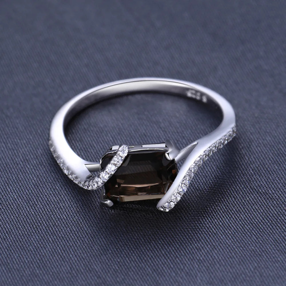 AVERLLA™ 1.7ct Emerald Cut Smoky Quartz Silver Ring