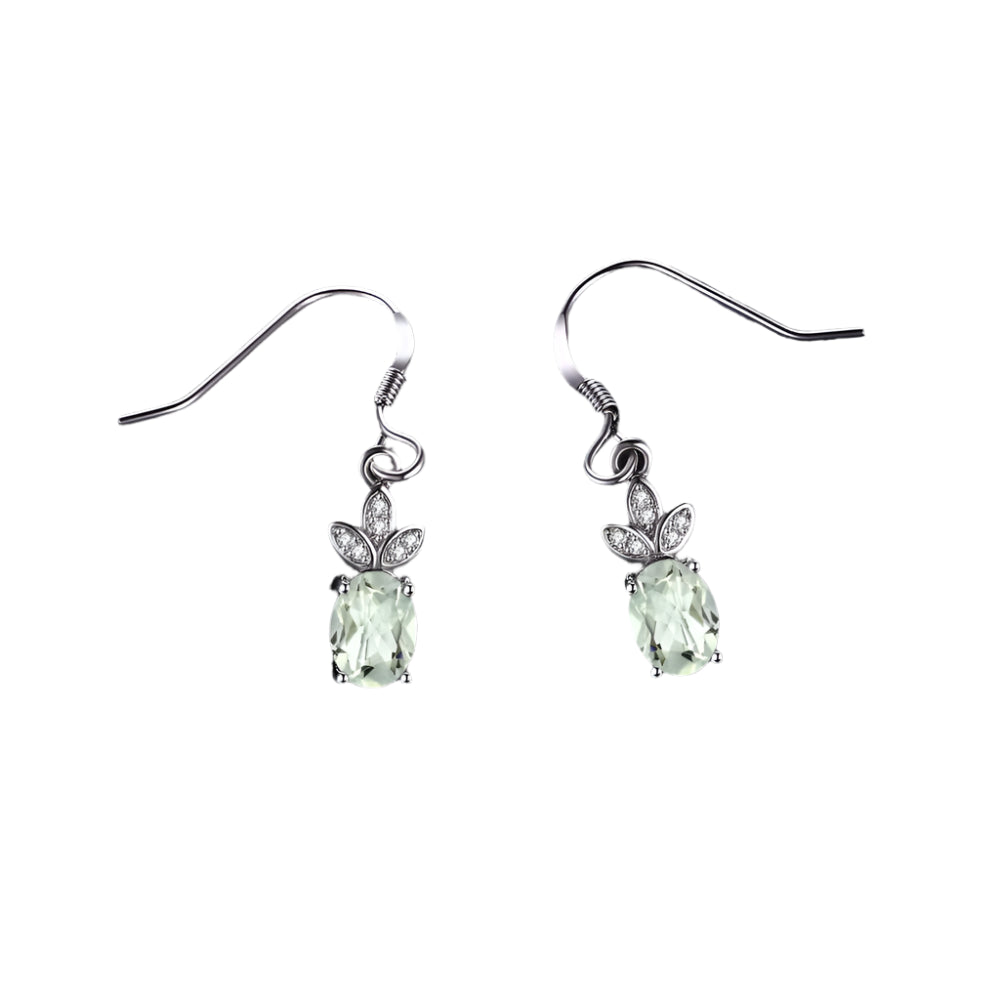 AVERLLA™ 1.9ct Genuine Green Amethyst & White Topaz Silver Drop Earrings