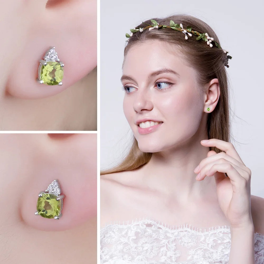 AVERLLA™ 1.3ct Natural Peridot Silver Stud Earrings