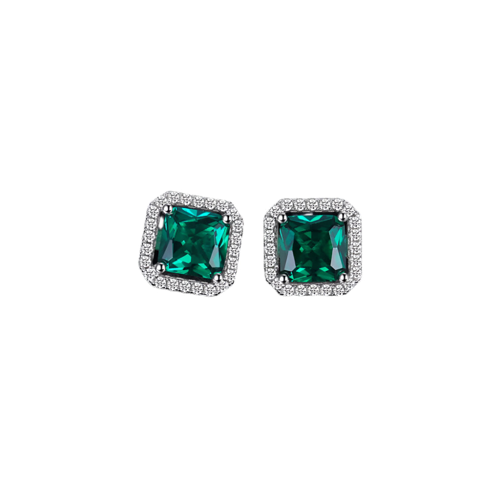 AVERLLA™ Square 1.1ct Simulated Nano Emerald 925 Sterling Silver Stud Earrings for Women