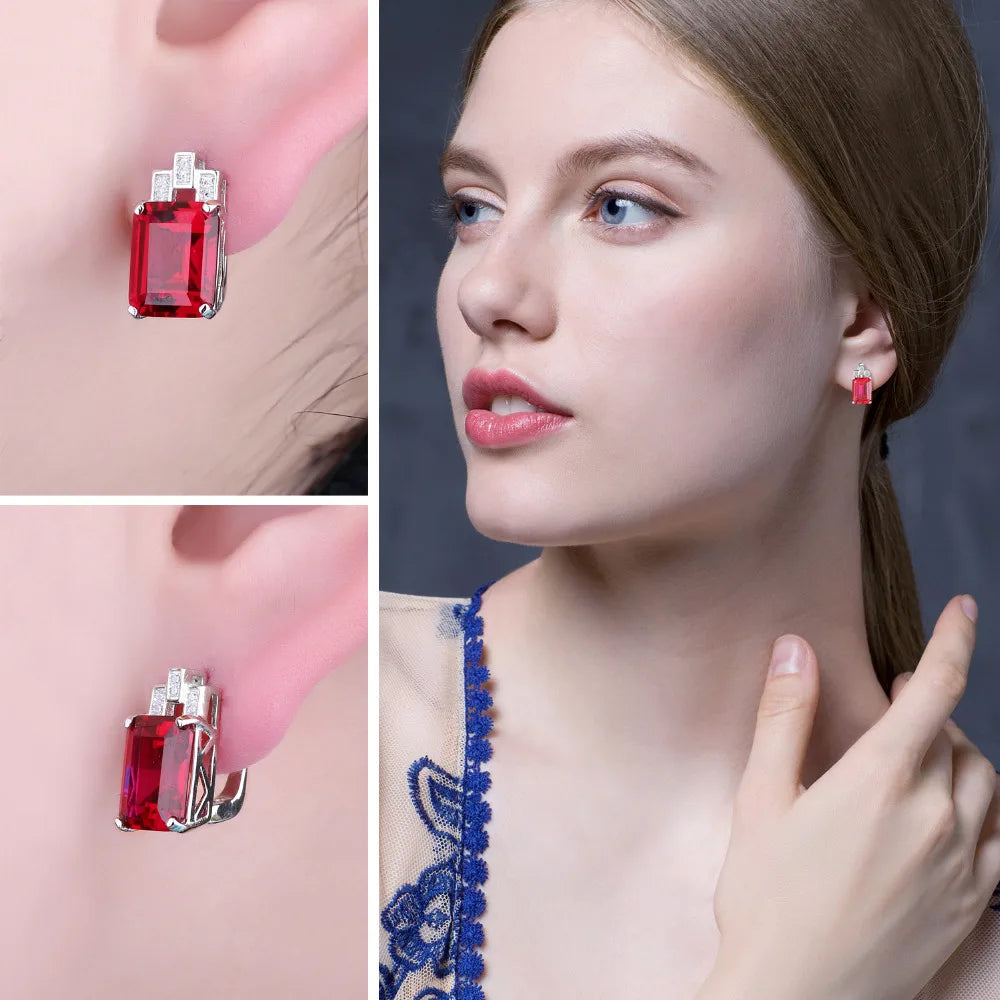 AVERLLA™ Luxury Created Red Ruby Hoop Earrings