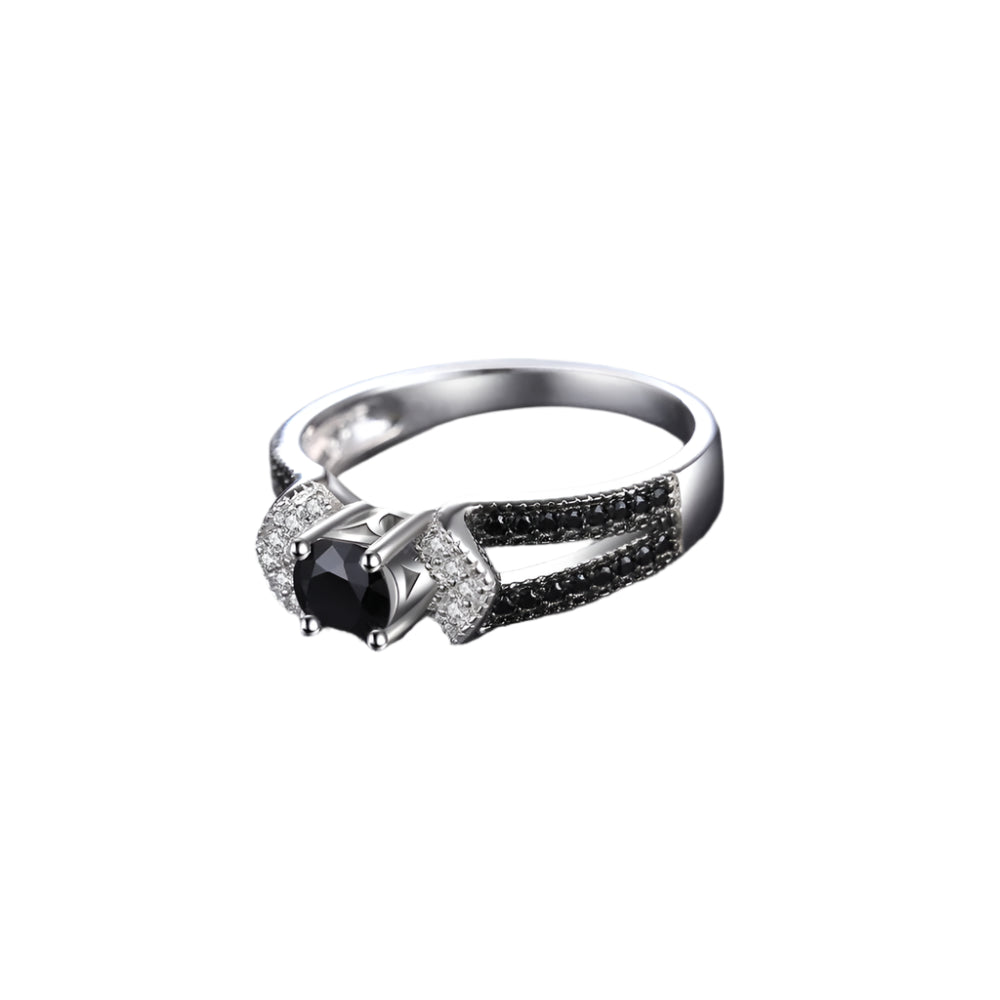 AVERLLA™ Black Spinel Sterling Wedding Band