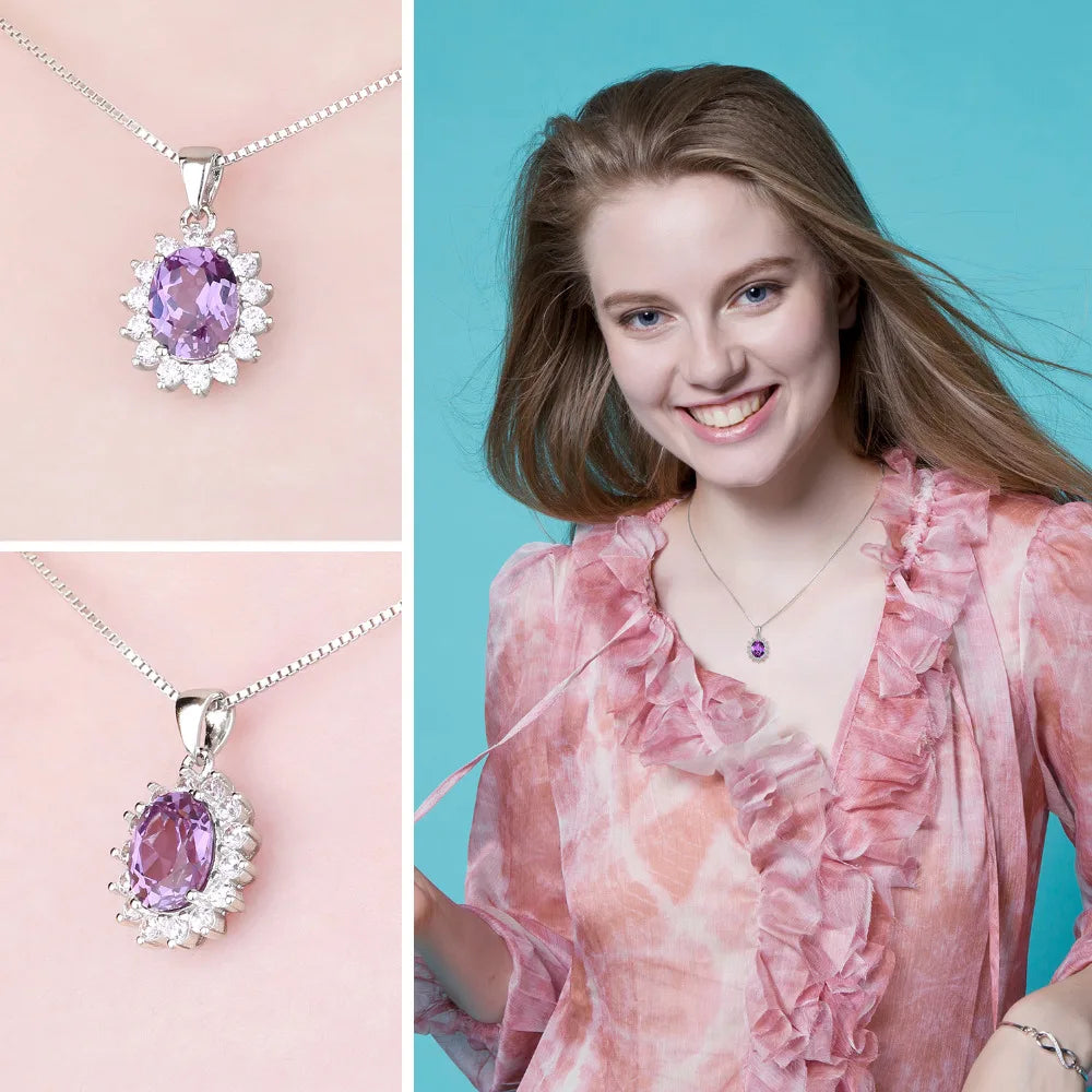 AVERLLA™ Created Alexandrite Sapphire & Multi-Gemstone Silver Pendant Necklace