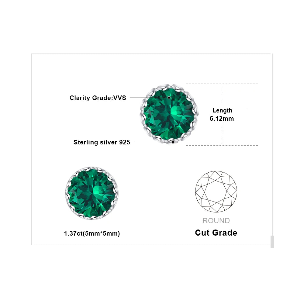 AVERLLA™ Radiant Green Nano Emerald Stud Earrings – 925 Sterling Silver Gemstone Jewelry