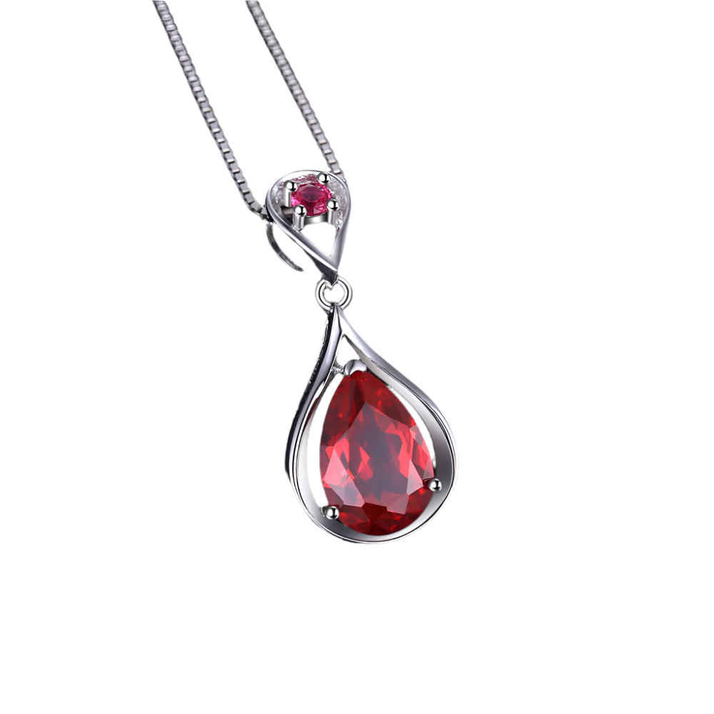 AVERLLA™ Radiant Drop Red Ruby 3.8ct 925 Sterling Silver Pendant Necklace for Women