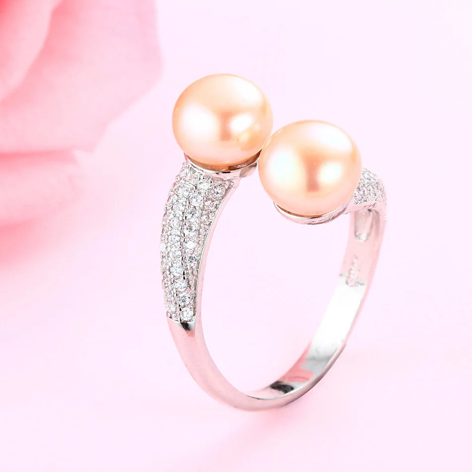 AVERLLA™ Double Pearl & Zircon Ring