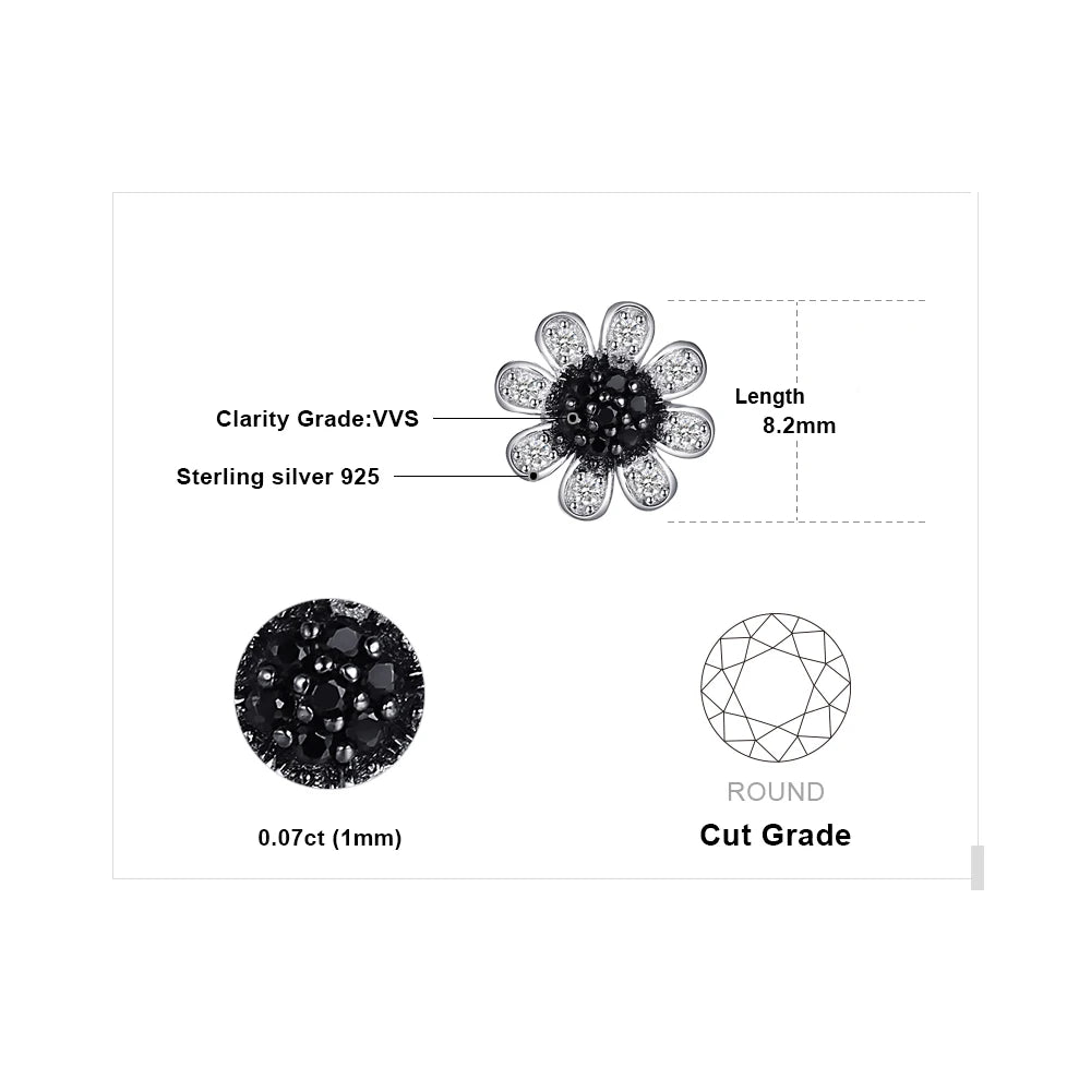 AVERLLA™ Elegant Black Spinel Flower Stud Earrings