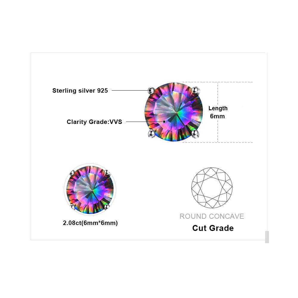 AVERLLA™ Radiant Rainbow Mystic Quartz Stud Earrings – 925 Sterling Silver Gemstone Jewelry