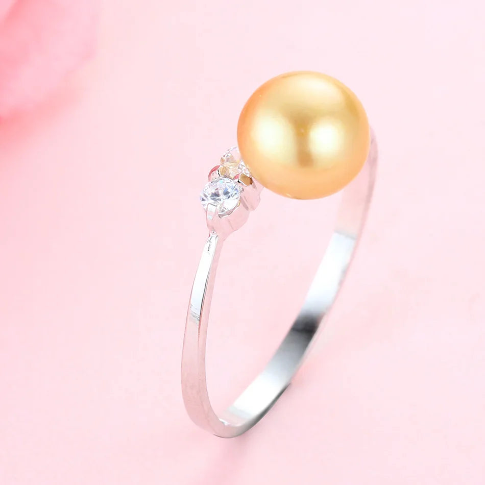 AVERLLA™ 100% Natural Freshwater Pearl Engagement Ring – Timeless Elegance for Her