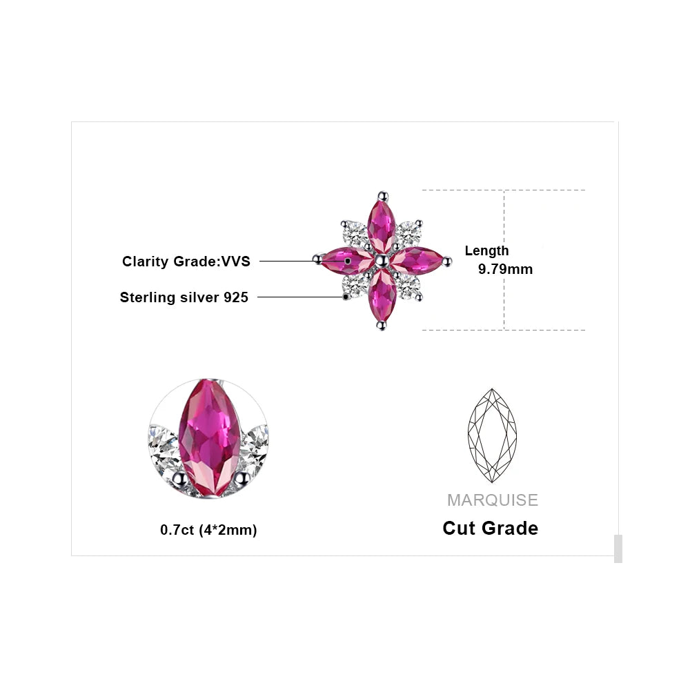 AVERLLA™ Ruby Cross Floral Silver Earrings