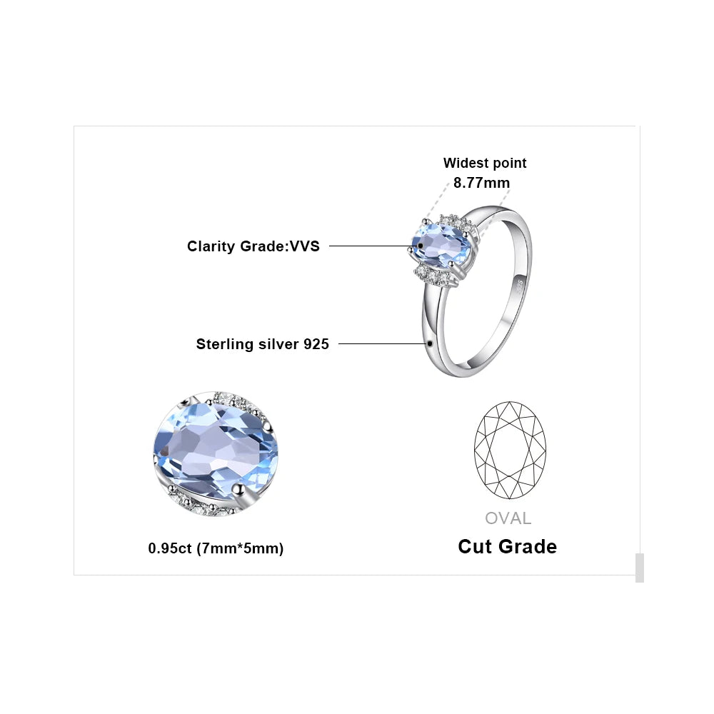 AVERLLA™ Elegant Oval Natural Sky Blue Topaz Engagement Ring