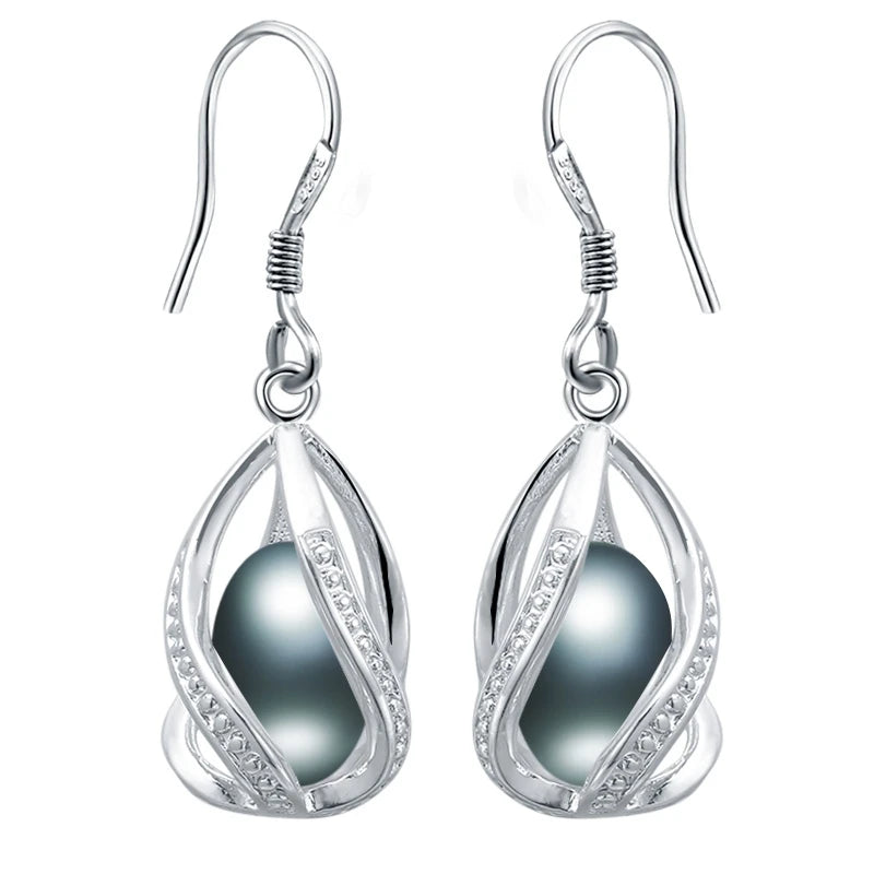 AVERLLA™ Elegant Freshwater Pearl Drop Earrings with 925 Sterling Silver Cage Design