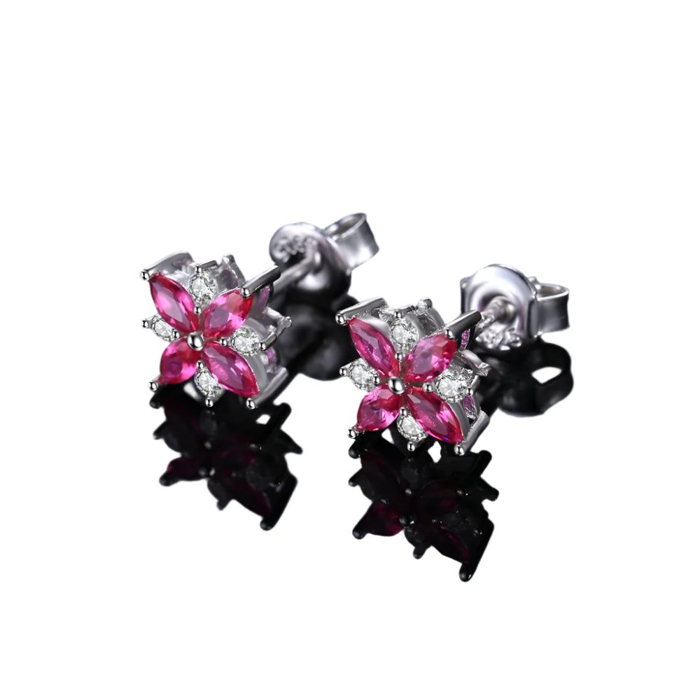 AVERLLA™ Ruby Cross Floral Silver Earrings