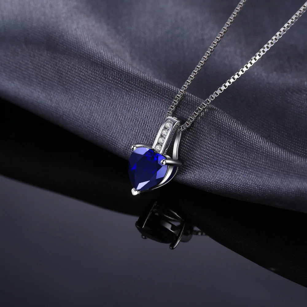 AVERLLA™ Love Heart 1.7ct Created Blue Sapphire Pendant Necklace