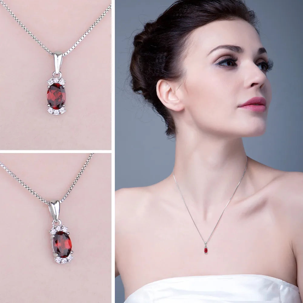 AVERLLA™ Radiant Oval Red Garnet Pendant Necklace