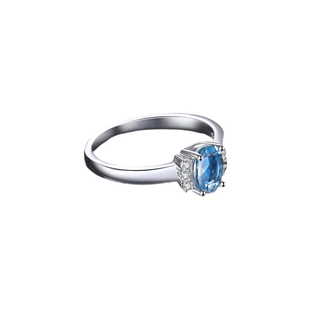 AVERLLA™ Elegant Oval Natural Sky Blue Topaz Engagement Ring