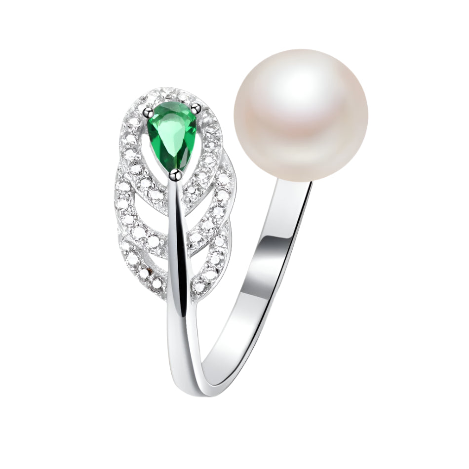 AVERLLA™ Interlaced Silver Ring with Freshwater Pearl