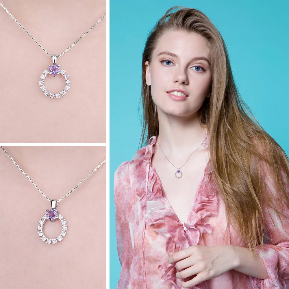 AVERLLA™ Love Heart Created Alexandrite Sapphire Pendant Necklace