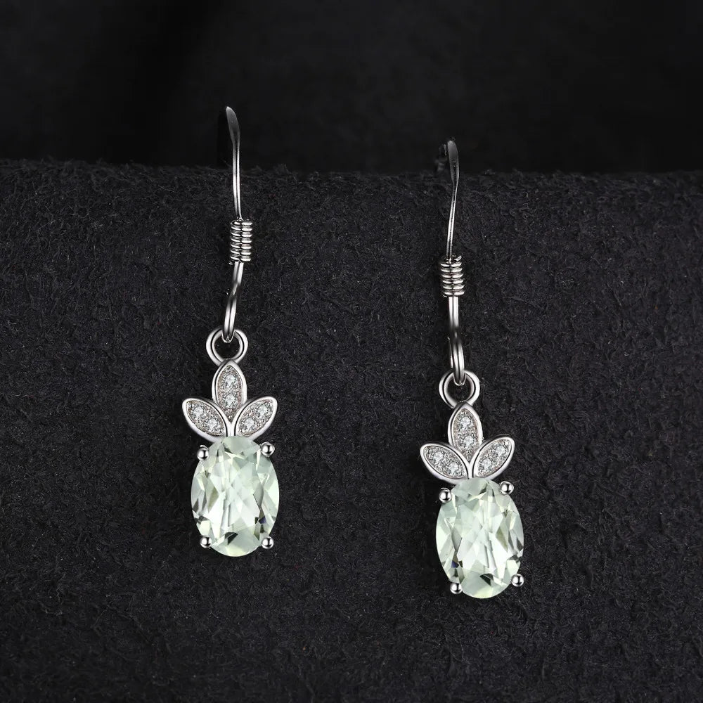 AVERLLA™ 1.9ct Genuine Green Amethyst & White Topaz Silver Drop Earrings