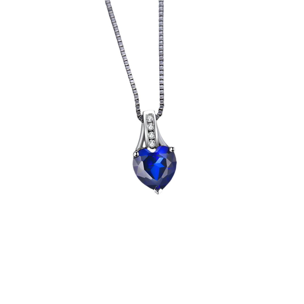 AVERLLA™ Love Heart 1.7ct Created Blue Sapphire Pendant Necklace