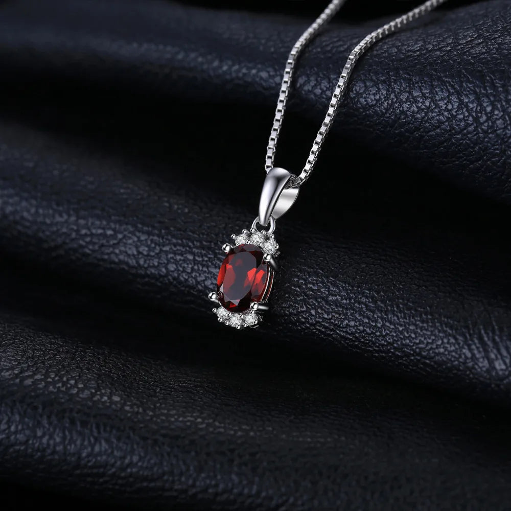 AVERLLA™ Radiant Oval Red Garnet Pendant Necklace