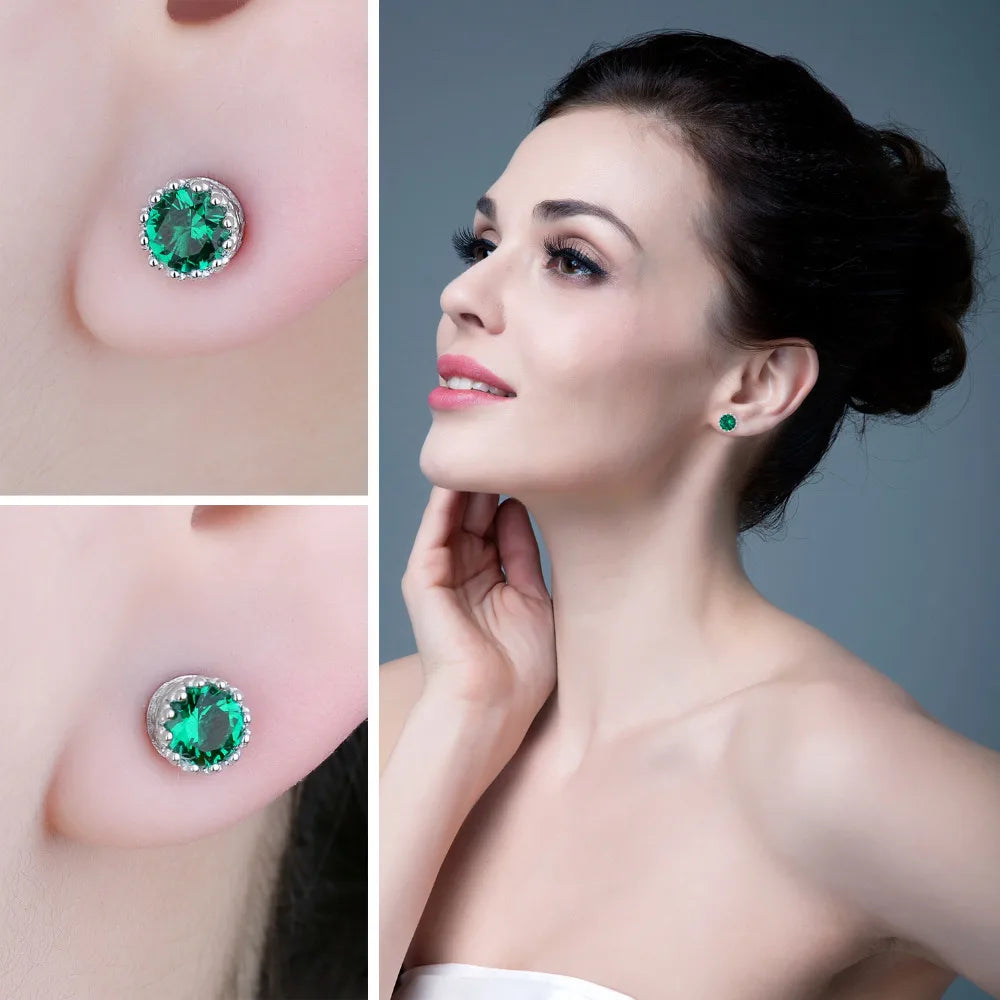 AVERLLA™ Radiant Green Nano Emerald Stud Earrings – 925 Sterling Silver Gemstone Jewelry