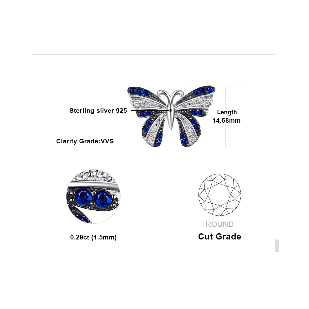 AVERLLA™ Butterfly Created Blue Spinel Silver Pendant Necklace