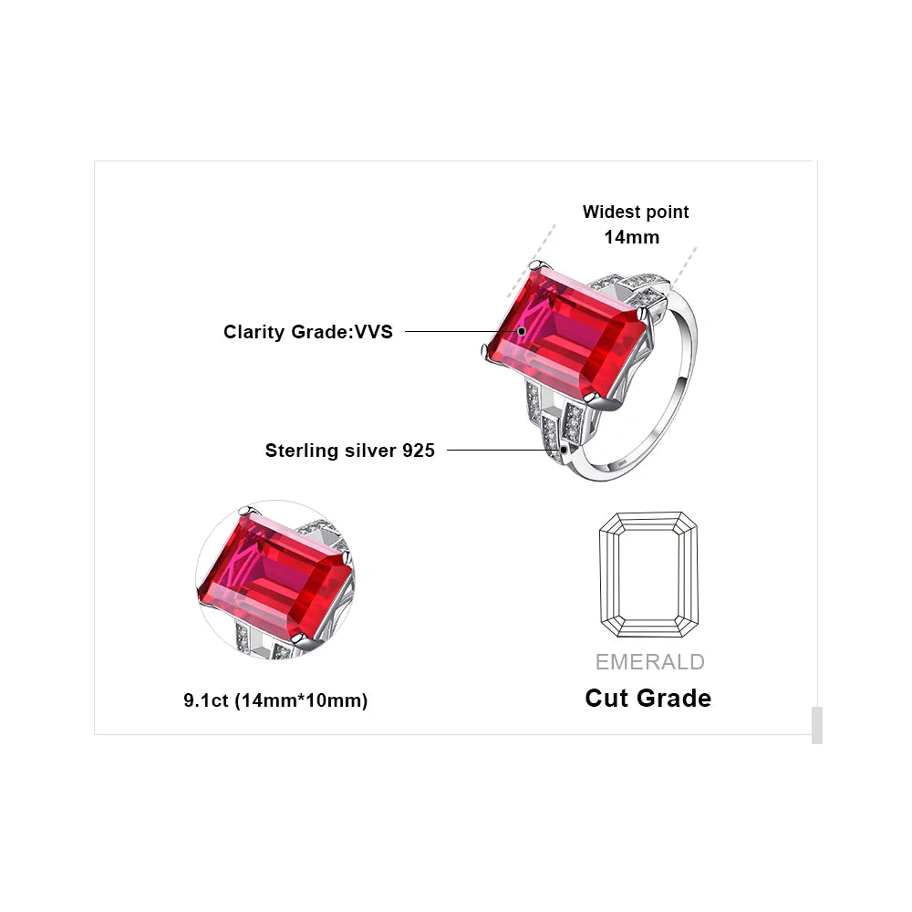 AVERLLA™ 9.1ct Red Created Ruby Silver Solitaire Ring