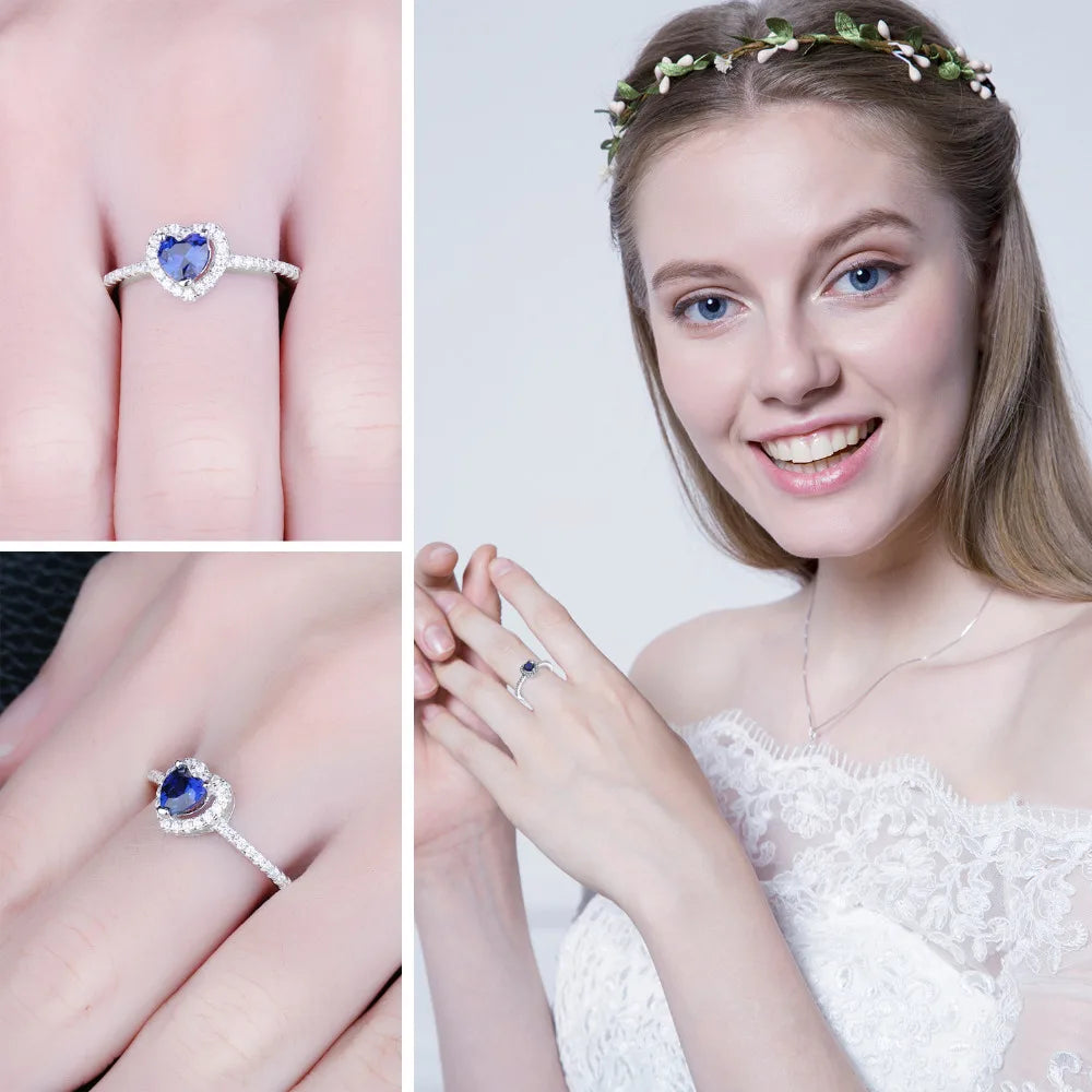 AVERLLA™ Heart of Blue Sapphire Halo Ring