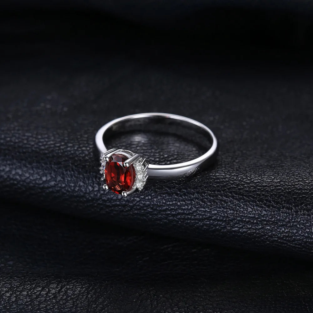 AVERLLA™ Elegant Oval Red Garnet Engagement Ring