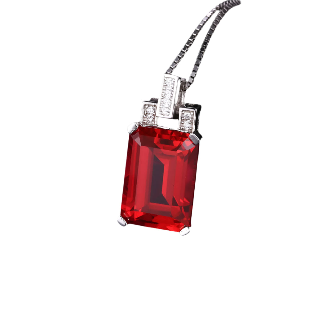 AVERLLA™ 9ct Created Red Ruby Silver Pendant Necklace