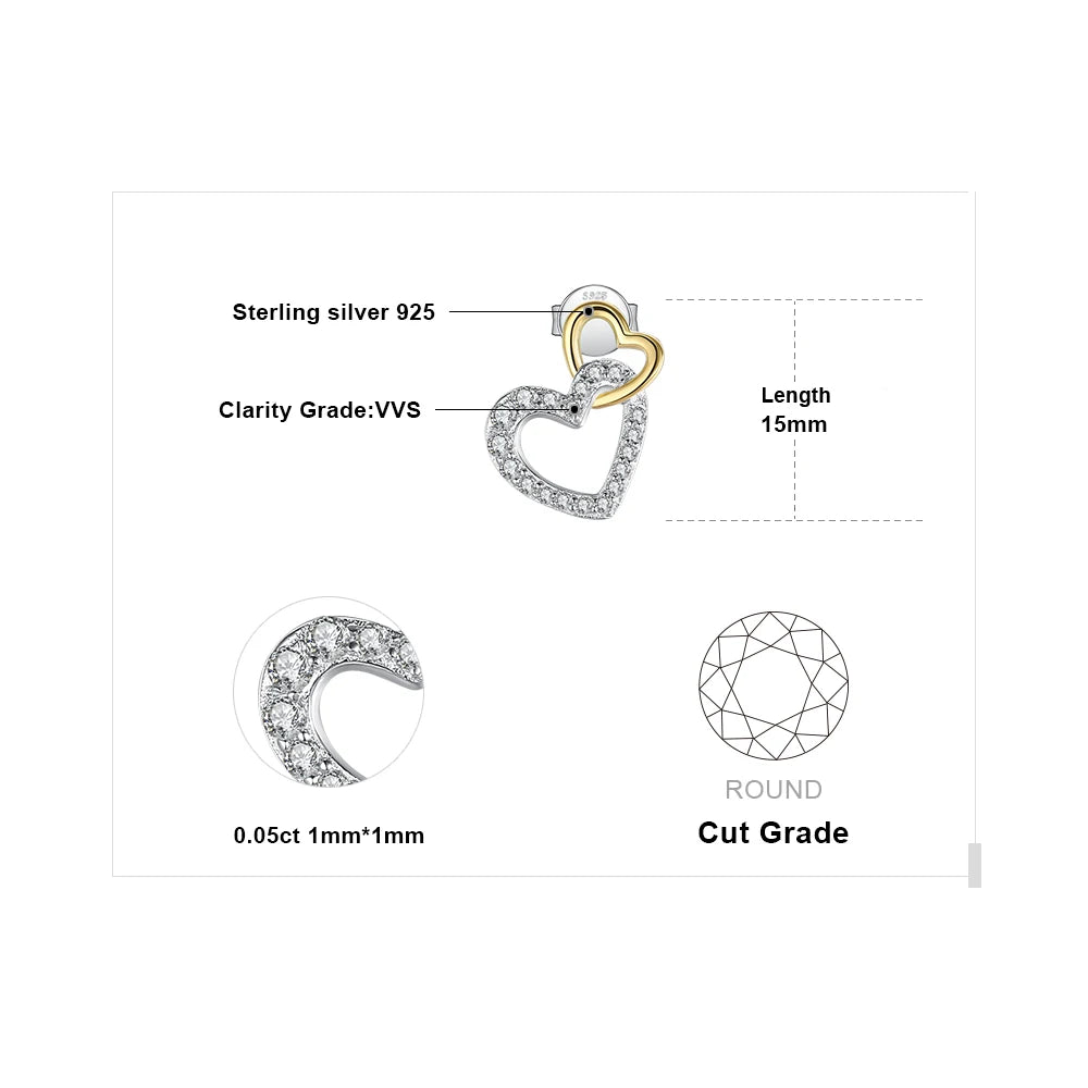 AVERLLA™ Love Heart Gold Cubic Zirconia Stud Earrings