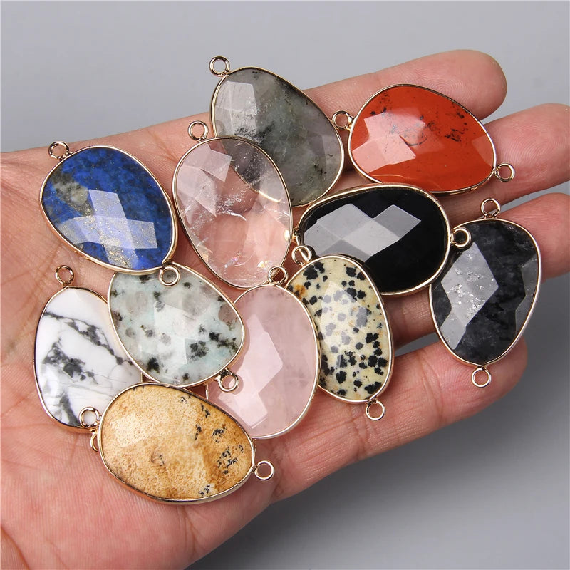 AVERLLA™ Double-Sided Faceted Natural Stone Slice Pendants – 22x38mm for DIY Jewelry (Copy)