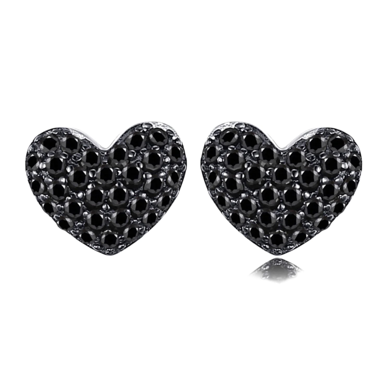 AVERLLA™ Love Heart Genuine Black Spinel Stud Earrings