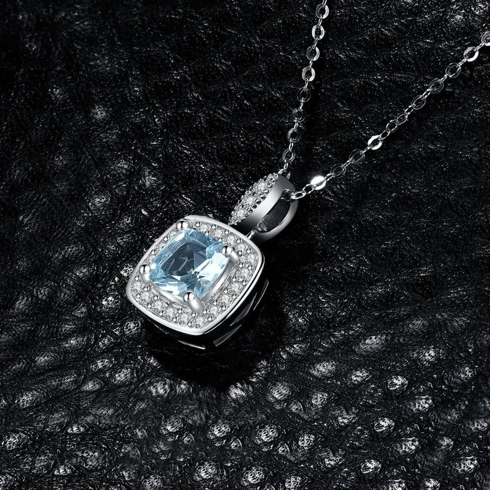 AVERLLA™ Sky Blue Topaz Halo Necklace