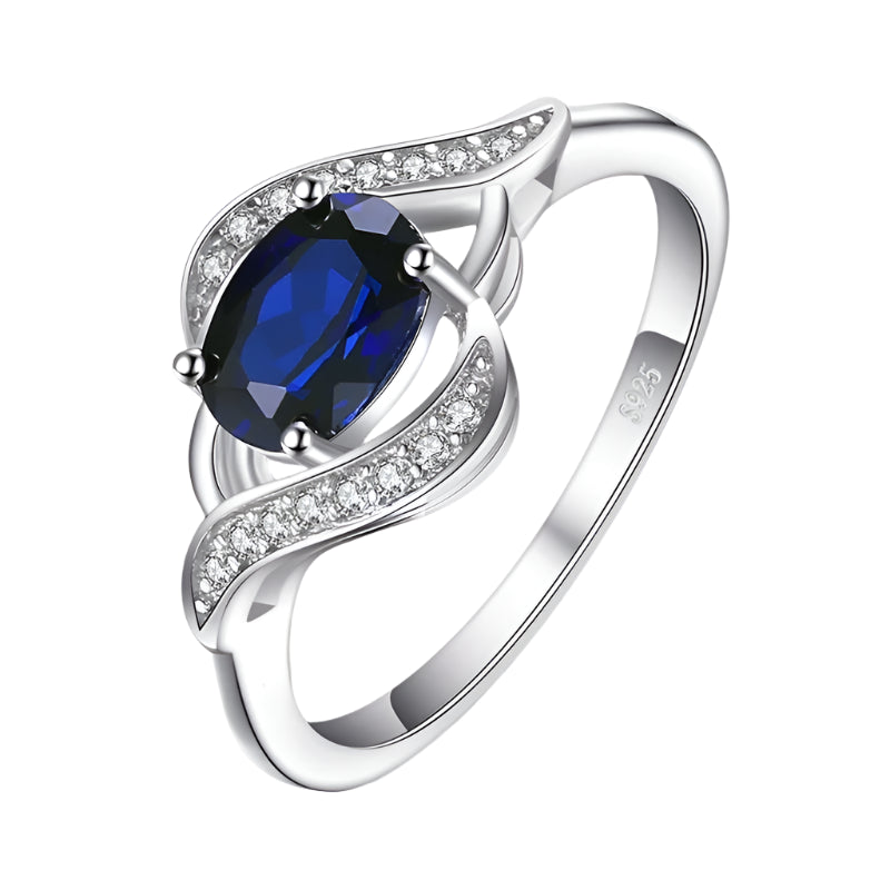 AVERLLA™ Blue Sapphire Halo Engagement Ring