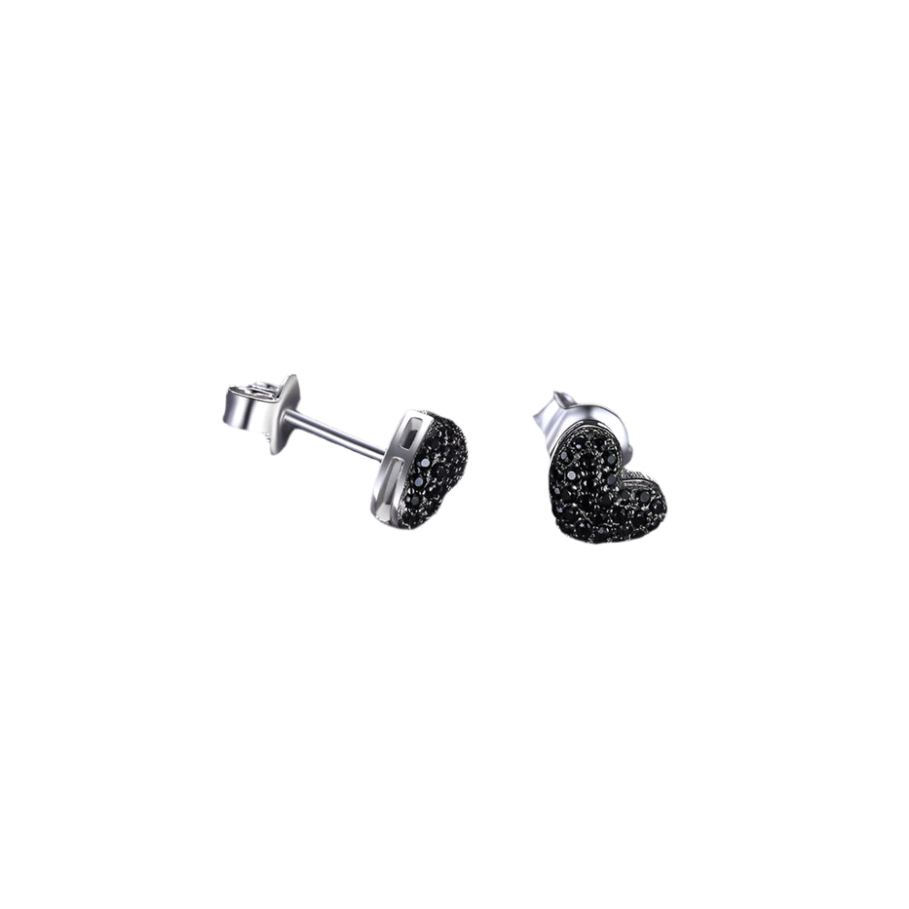 AVERLLA™ Love Heart Genuine Black Spinel Stud Earrings