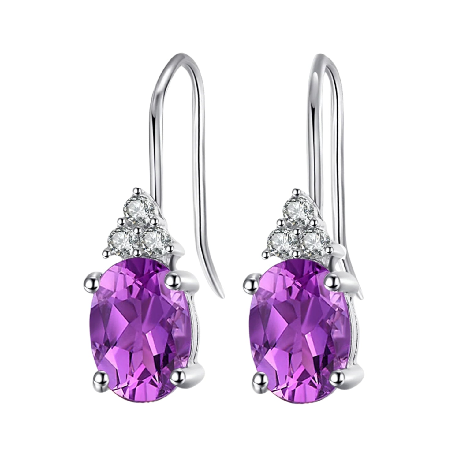 AVERLLA™ Elegant Oval Purple Created Alexandrite & Sapphire Drop Earrings