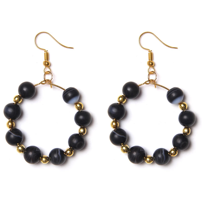 AVERLLA™ Natural Stone Beads Big Circle Drop Earrings