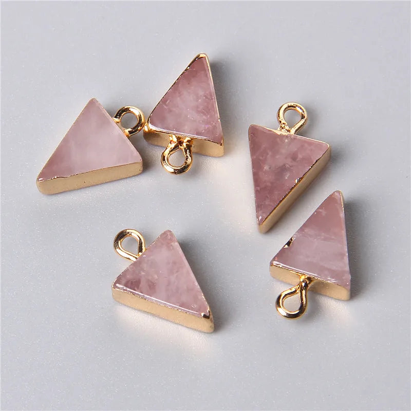 AVERLLA™  Natural Triangle Square Cube Pink Rose Quartzs