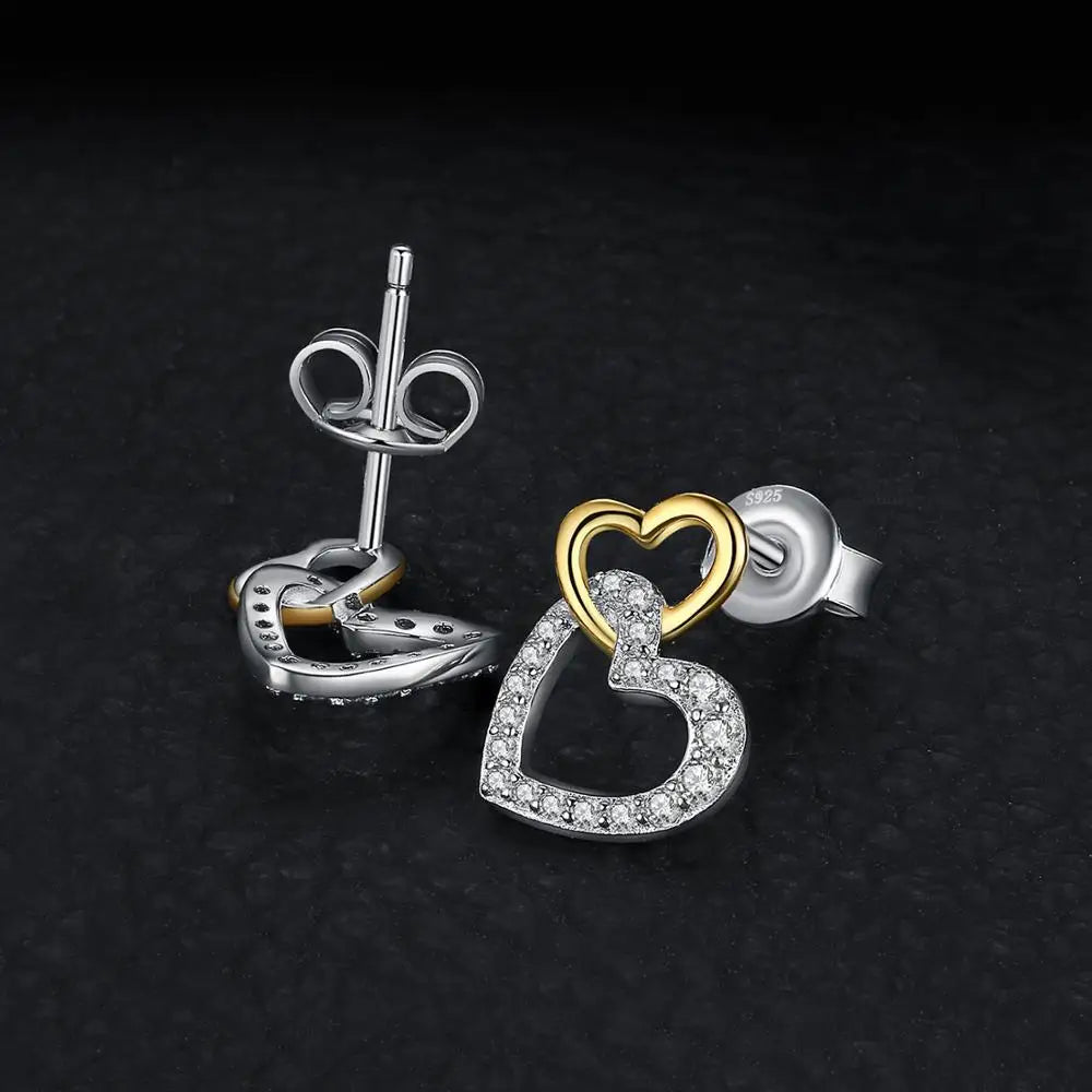 AVERLLA™ Love Heart Gold Cubic Zirconia Stud Earrings