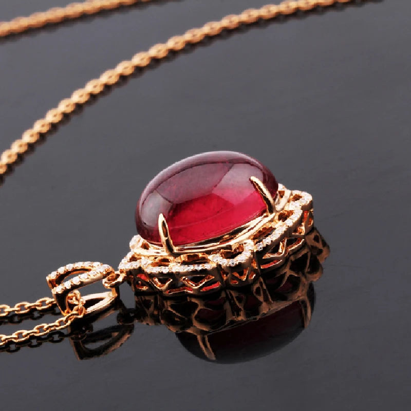 AVERLLA™ Red Garnet Zircon Silver Necklace