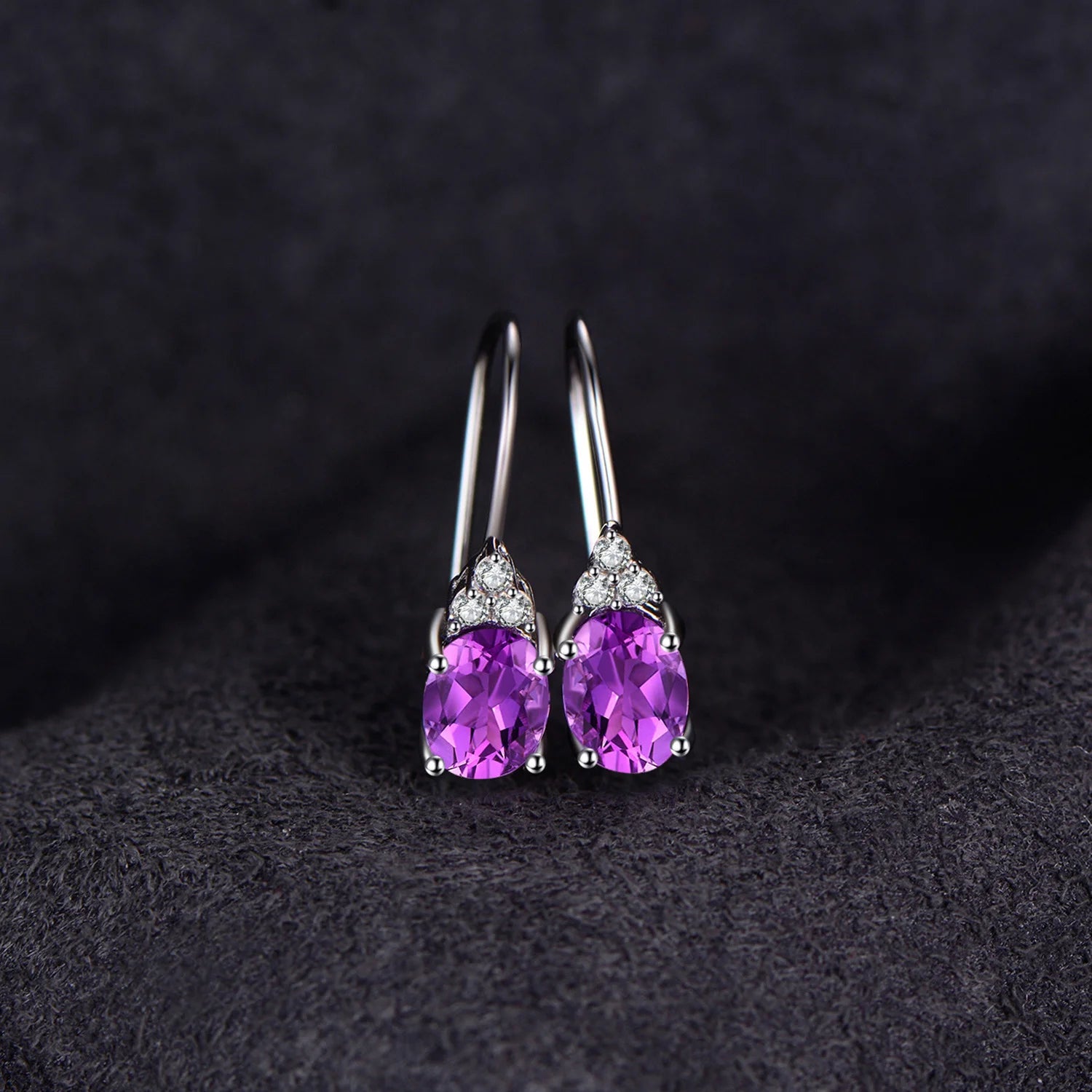 AVERLLA™ Elegant Oval Purple Created Alexandrite & Sapphire Drop Earrings