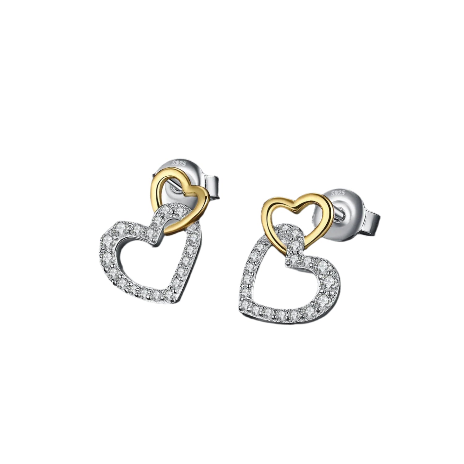 AVERLLA™ Love Heart Gold Cubic Zirconia Stud Earrings