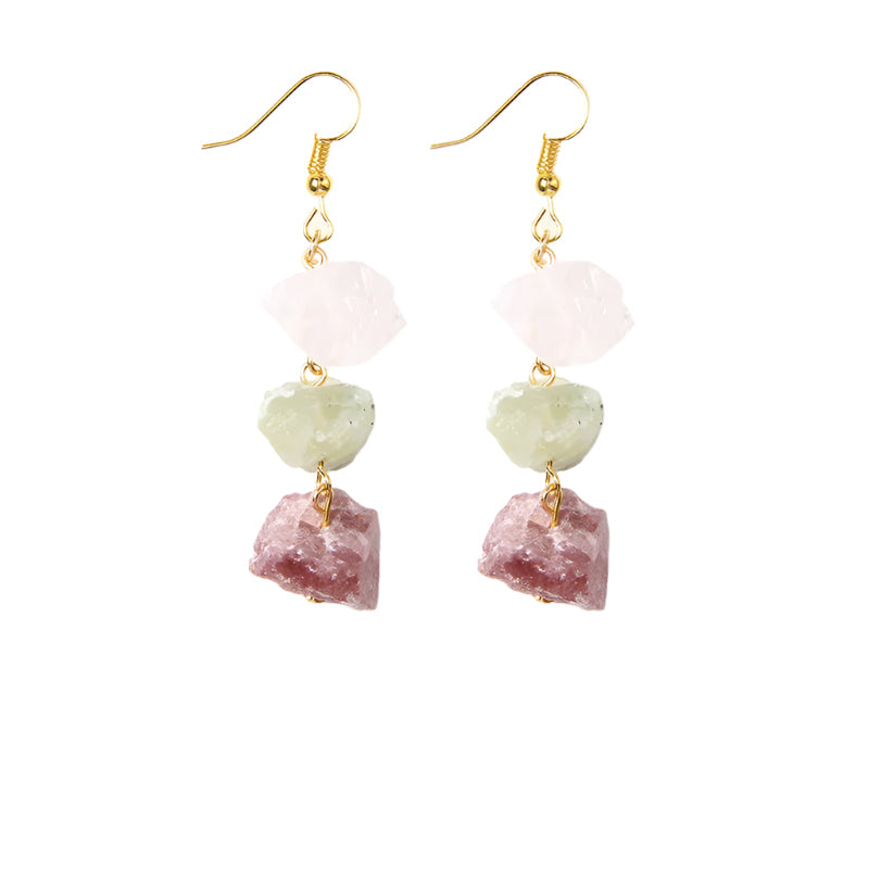 AVERLLA™ Natural Citrine, Pink & Green Quartz Healing Crystal Earrings