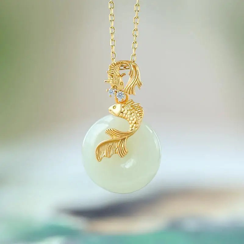 AVERLLA™ Hetian Jade Koi Pendant Necklace