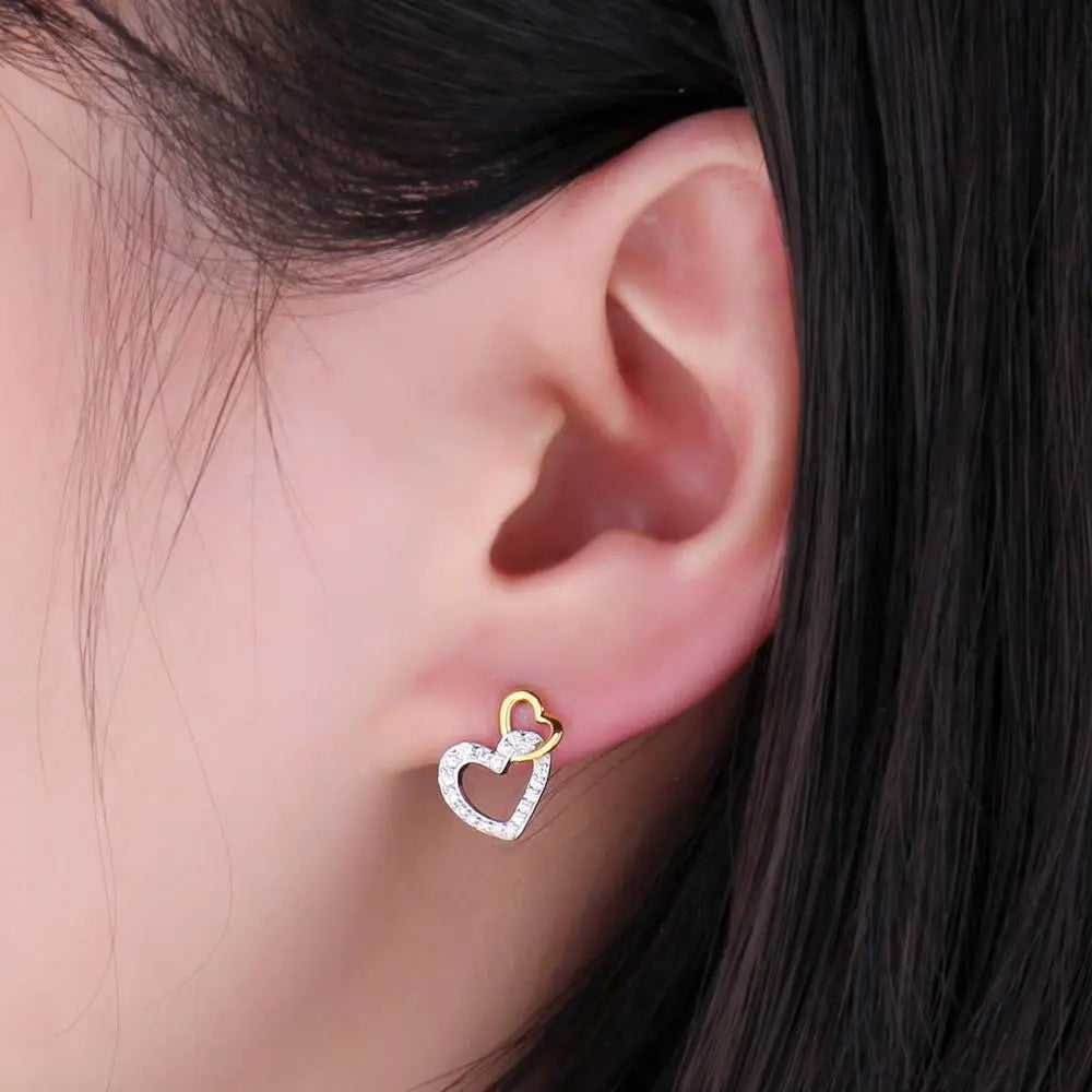 AVERLLA™ Love Heart Gold Cubic Zirconia Stud Earrings