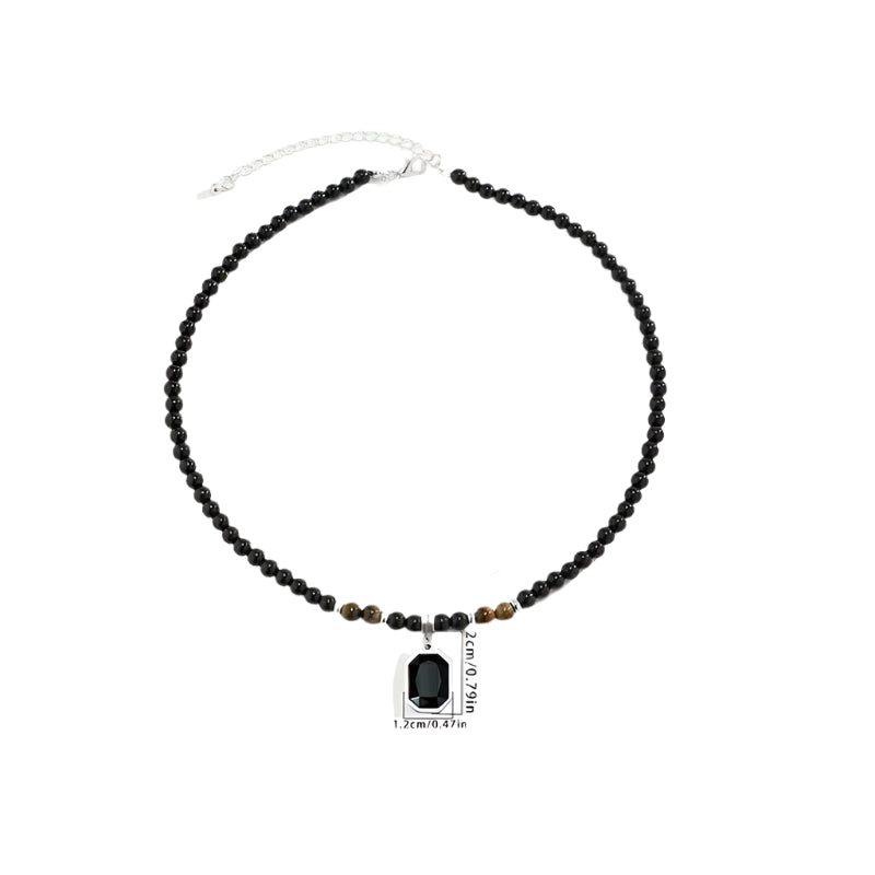 AVERLLA™ Urban Black Bead Square Pendant Necklace