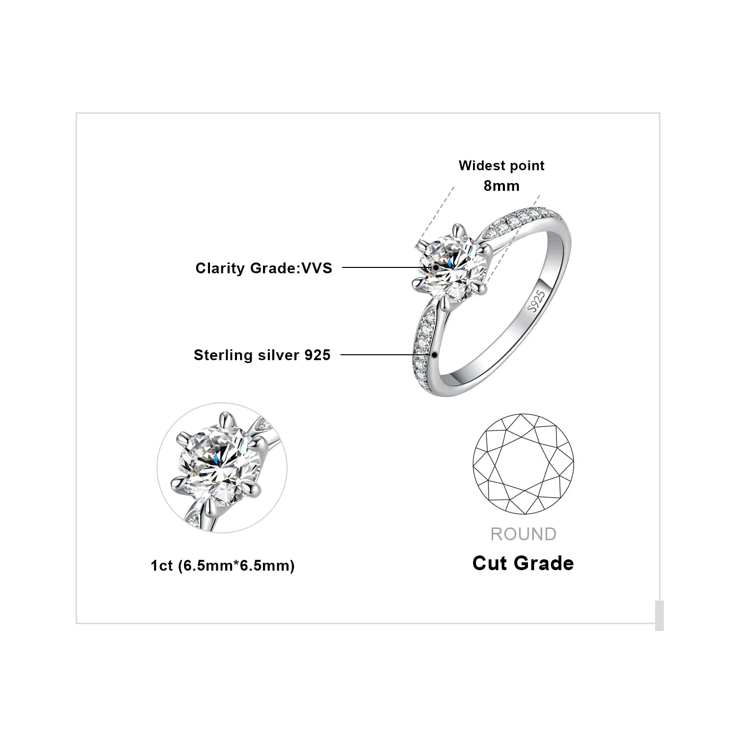 AVERLLA™ Moissanite Round Cut Engagement Ring